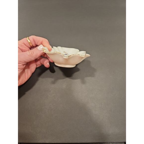 *Hand Painted Vintage Lefton China Purple Flower Leaf Candy/Nut Dish - Picture 8 of 12
